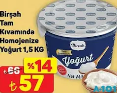 BİRŞAH TAM KIVAMINDA HOMOJENİZE YOĞURT 1,5 KG